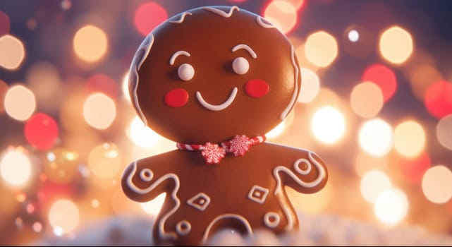 cute gingerbread man cartoon christmas, ai