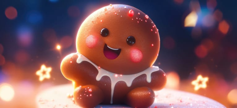 cute gingerbread man cartoon christmas, ai