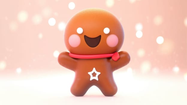 cute gingerbread man cartoon christmas, ai