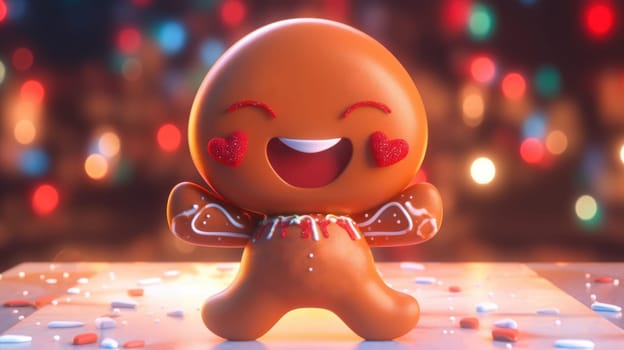 cute gingerbread man cartoon christmas, ai