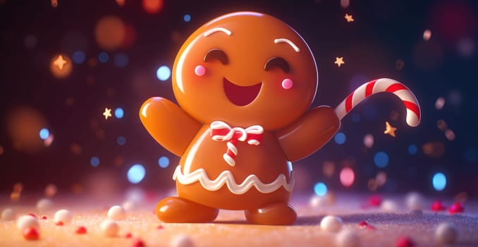 cute gingerbread man cartoon christmas, ai
