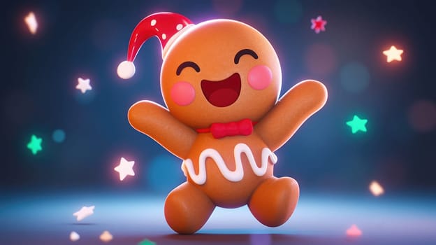 cute gingerbread man cartoon christmas, ai