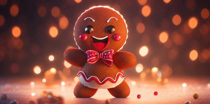 cute gingerbread man cartoon christmas, ai