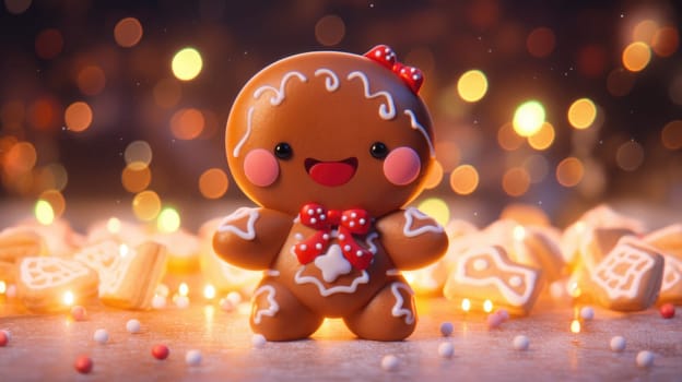 cute gingerbread man cartoon christmas, ai