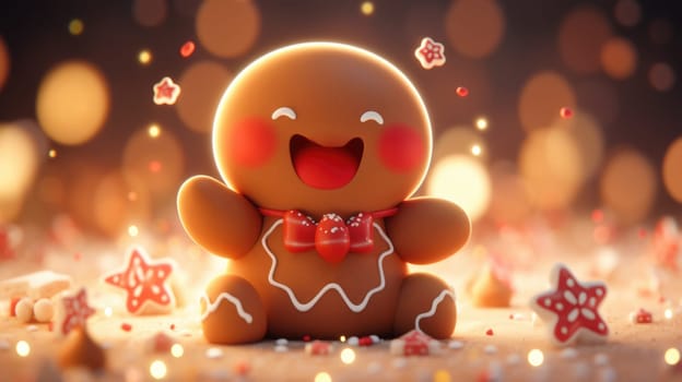 cute gingerbread man cartoon christmas, ai
