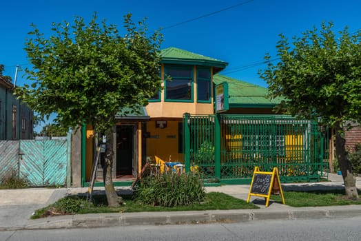 Typical houses in the port city of Puerto Natales, Patagonia, Chile