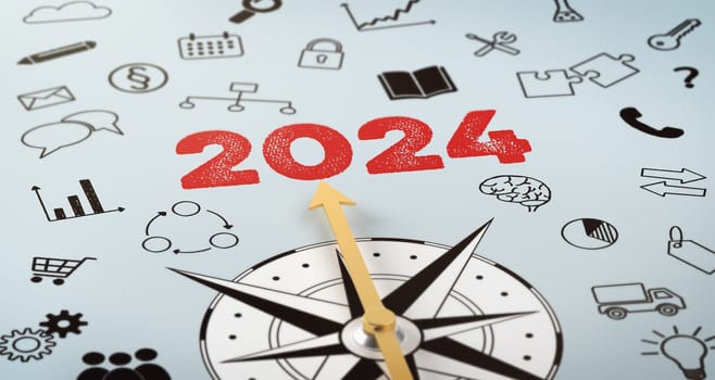 A compass with icons - 2024