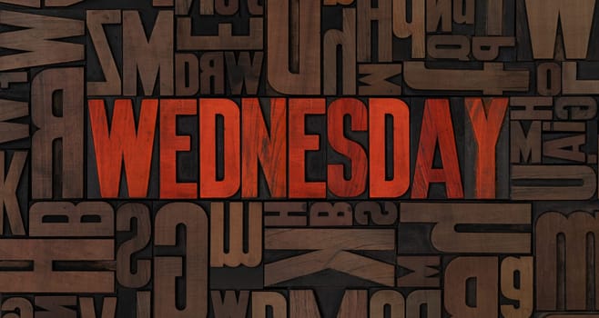 Retro letterpress wood type printing blocks - Wednesday