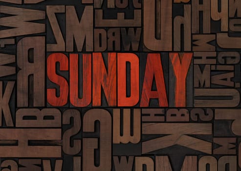 Retro letterpress wood type printing blocks - Sunday