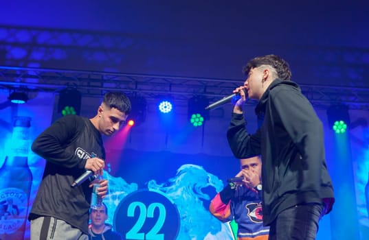 Merida, Spain - Dec 9th, 2022: The Survival League competition. Rap battling performance, Merida, Spain