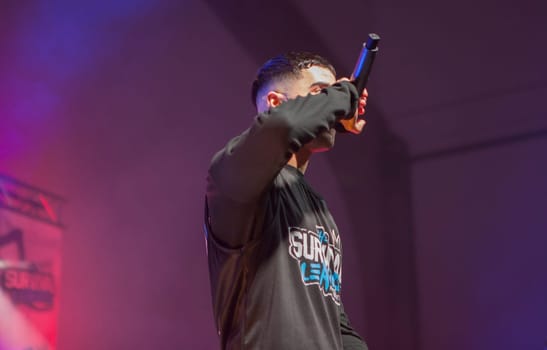 Merida, Spain - Dec 9th, 2022: The Survival League competition. Rap battling performance, Merida, Spain