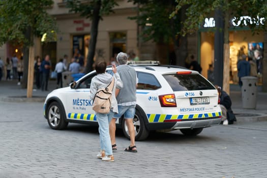 Police presence as a precautionary measure at the busy Wenceslas Square in downtown Prague in the Czech Republic