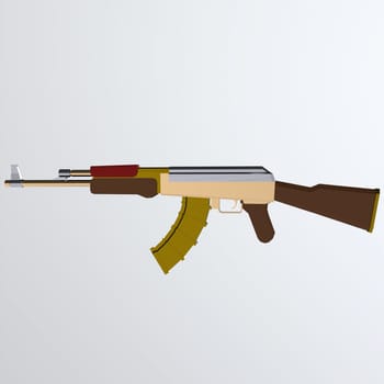 ak47 automatic rifle isolated on white background 3d rendering