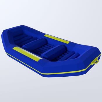 blue boat vehicle isolated on white background 3d rendering