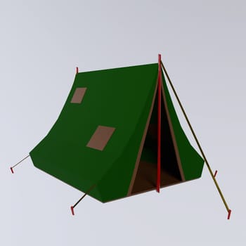 Camping tent isolated on white background 3d rendering
