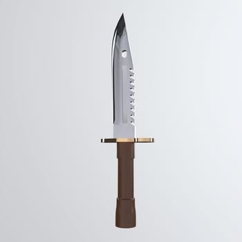 Kitchen knife isolated on white background 3d rendering