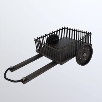 Horse cart isolated on white background 3d rendering