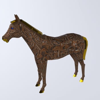 Horse isolated on white background 3d rendering