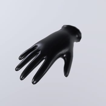 Black gloves isolated on white background 3d rendering