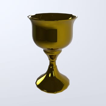Golden goblet isolated on white background 3d rendering