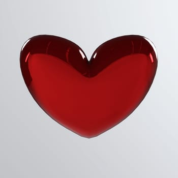 Red heart isolated on white background 3d rendering