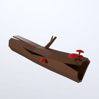 Tree log isolated on white background 3d rendering