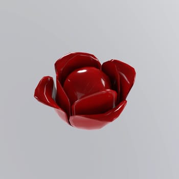 Plastic red rose isolated on white background 3d rendering