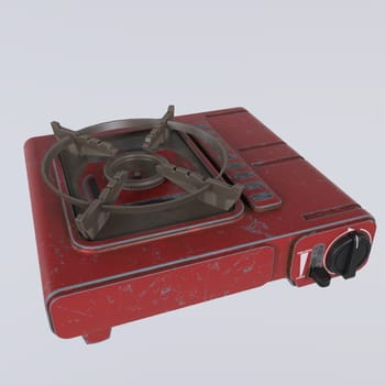 Old Stove isolated on white background 3d rendering