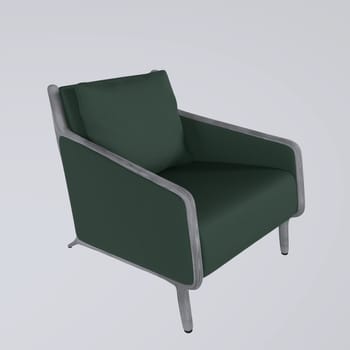 Green sofa isolated on white background 3d rendering