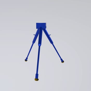 Blue tripot isolated on white background 3d rendering