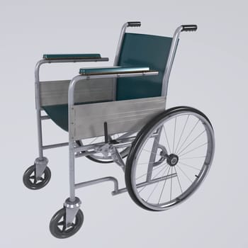 Hospital wheelchair isolated on white background 3d rendering
