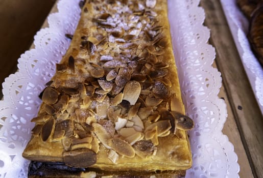 Detail of sweet and typical dessert from Spain, artisan pastry