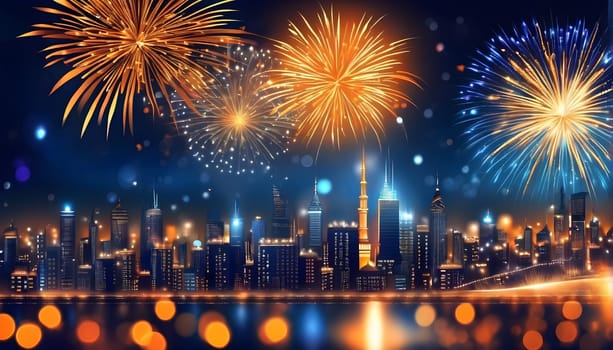 New Year's Eve mood - background graphic with fireworks - Happy New Year