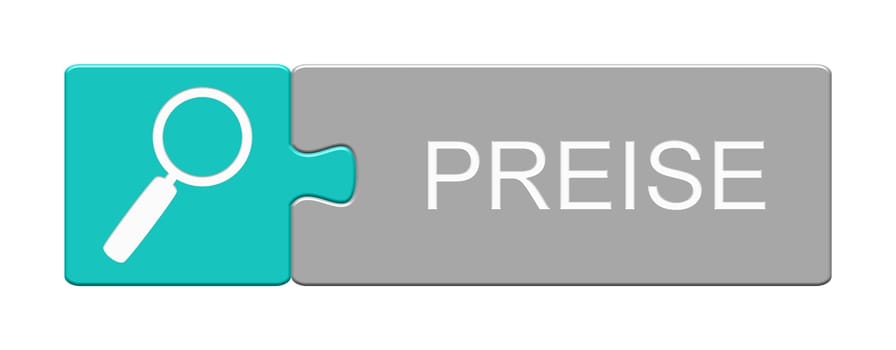 Puzzle Button blue and grey with Magnify: Search Prices in german language