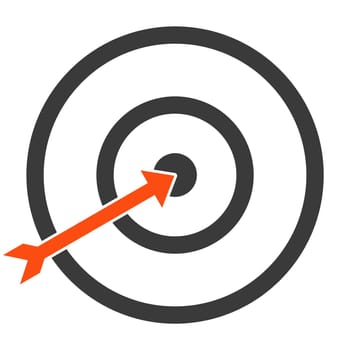 Hitting centre with arrow - Icon with black red color