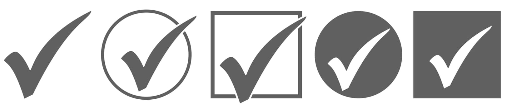 5 grey tick icons for check, voting, confirm or select
