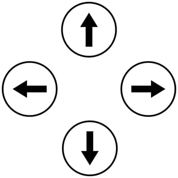 4 Arrows in black circles showing all direction