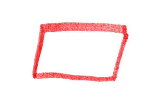 Red hand drawn rectangle or frame made with pencil