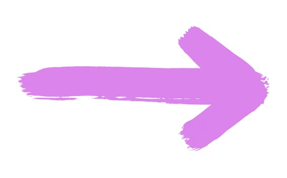 Pinsel Pfeil pink rosa - Handgemalter Pfeil gemalt mit dickem Pinsel zeigt nach rechts als Wegweiser, Markierung, Anzeige oder zur Orientierung