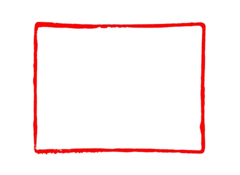 Red hand painted frame with copy space on white background