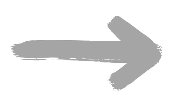 Hand painted arrow with grey color showing right - Paintbrush drawing