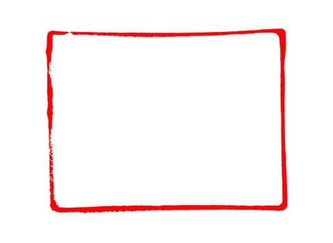 Red rectangle frame made with pencil or brush