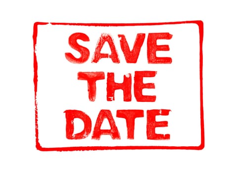 Save the date banner with red color in stencil frame