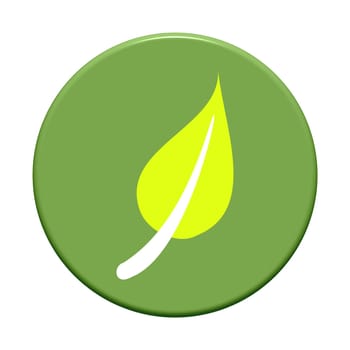 Green round Button with Leaf icon
