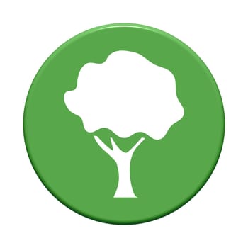 Green round Button with Tree or Forest icon