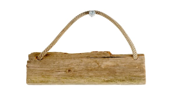 Old wooden board with rope - Vintage sign with copyspace