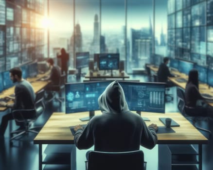 hackers trying to get into high tech secure system cybersecurity concept generative ai