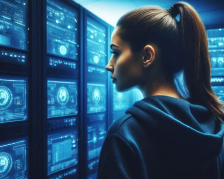 hackers trying to get into high tech secure system cybersecurity concept generative ai