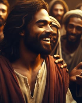 jesus christ spreading love and wisdom amongst the common people generative ai