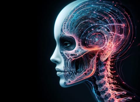artistic illustration of an futuristic high tech ethereal neural network robotic organism generative ai